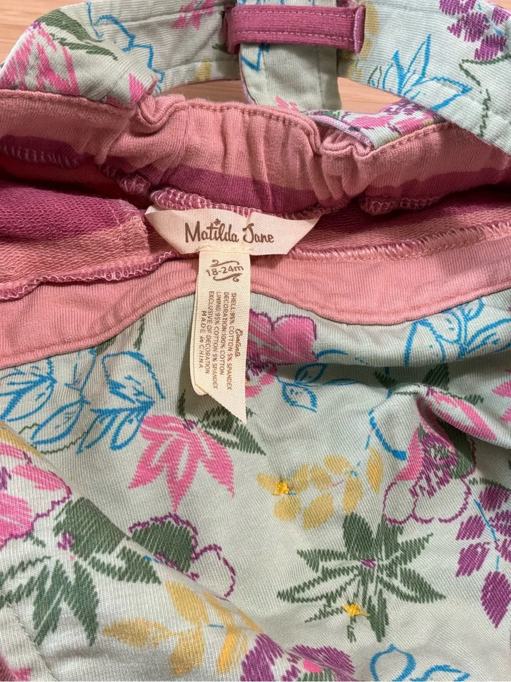 Matilda Jane Pink and Rose Striped Overalls—12-18mo